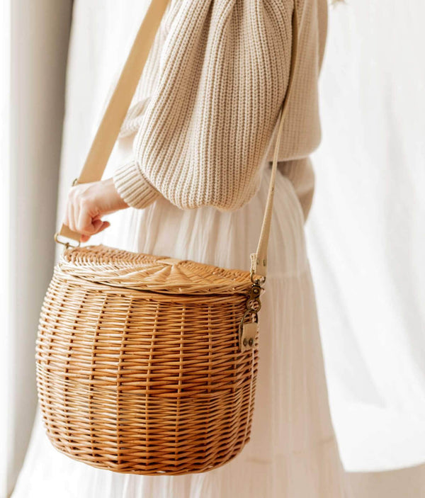 Millie- Half Round Wicker Carry Basket