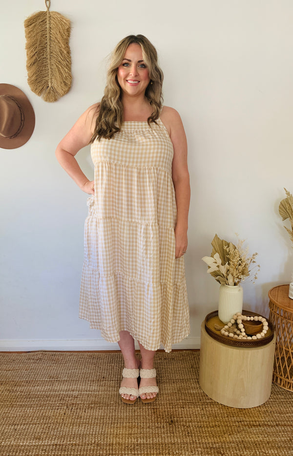 Sophie Dress- Latte gingham